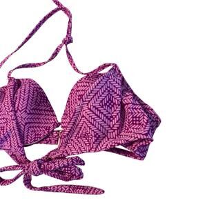 Victoria’s Secret Bikini Top 36B Pink Purple Geometric Halter Swim